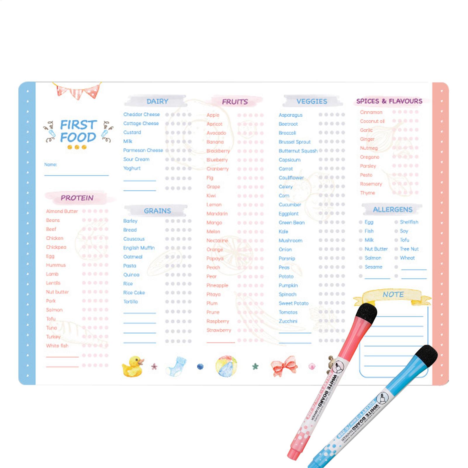 Baby Food List - First Foods Chart Magnetic Baby First