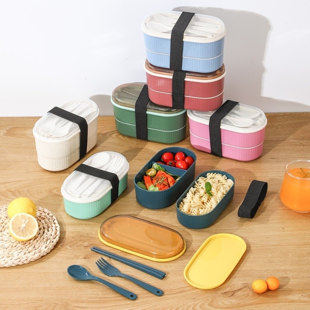 Portable Double Layer Lunch Bo - Weaning Spoon Set 评论和价格