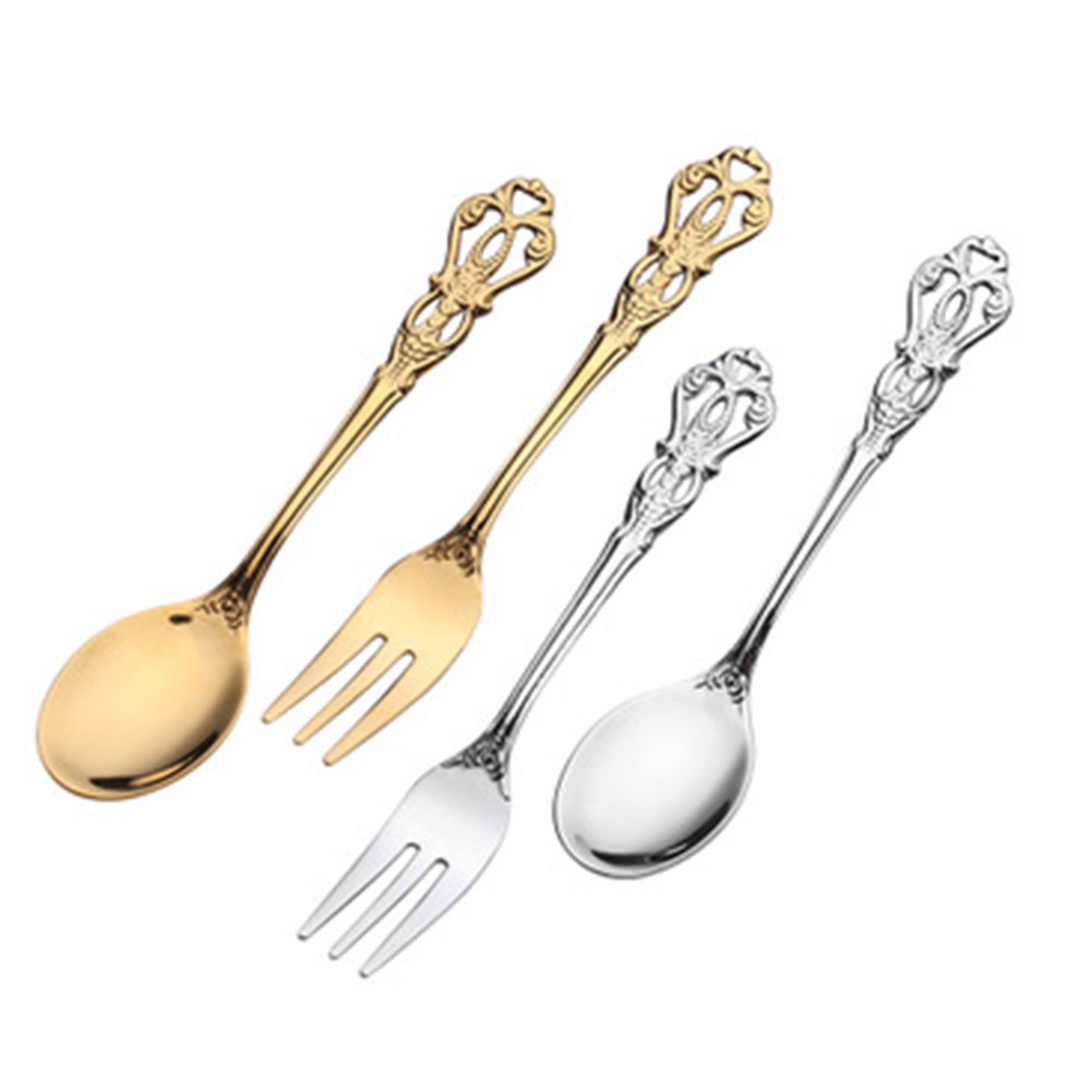 1 Pair Vintage Gold Spoon Fork - Weaning Spoon Set 评论和价格